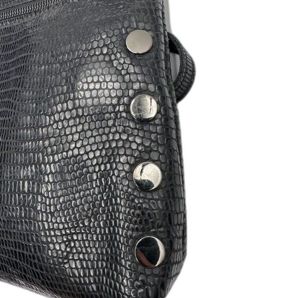 Hammitt VIP Medium Black Lizard Emboss Crossbody Gunmetal Red Suede - Picture 7 of 16